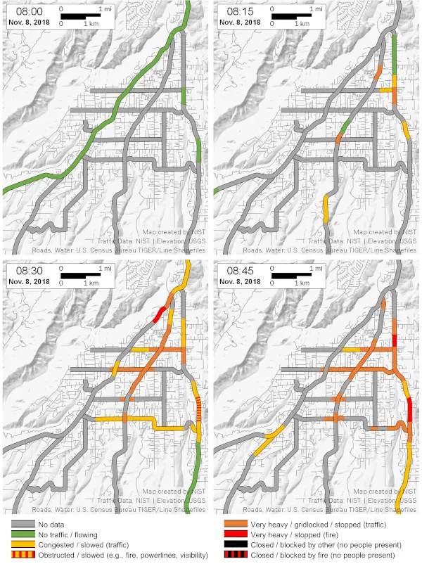 Camp Fire Egress Artery Closure with Time