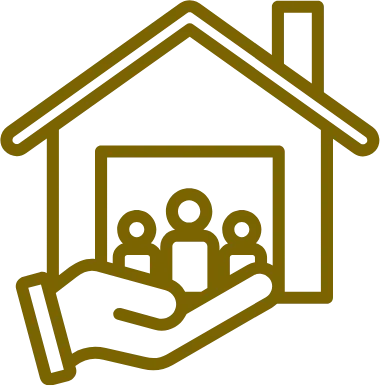 house and people in hand